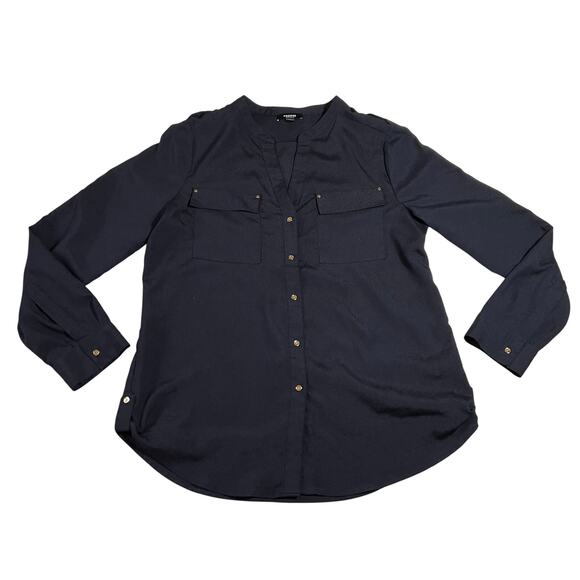 Premise Studio V-Neck Button Up Shirt Size Large Coastal Career Minimalist - Picture 1 of 8